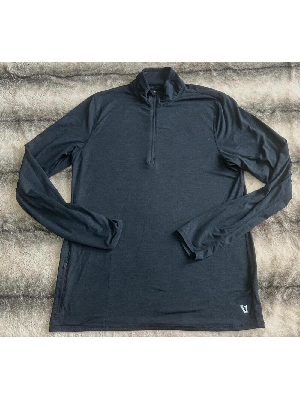 Vuori Sweater Men Medium Gray Golf 1/4 Zip Pullover Activewear Stretch Mock Neck